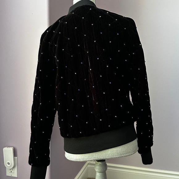 Parker Meredith Velvet Bomber Jacket With Rhinestones - Picture 4 of 11